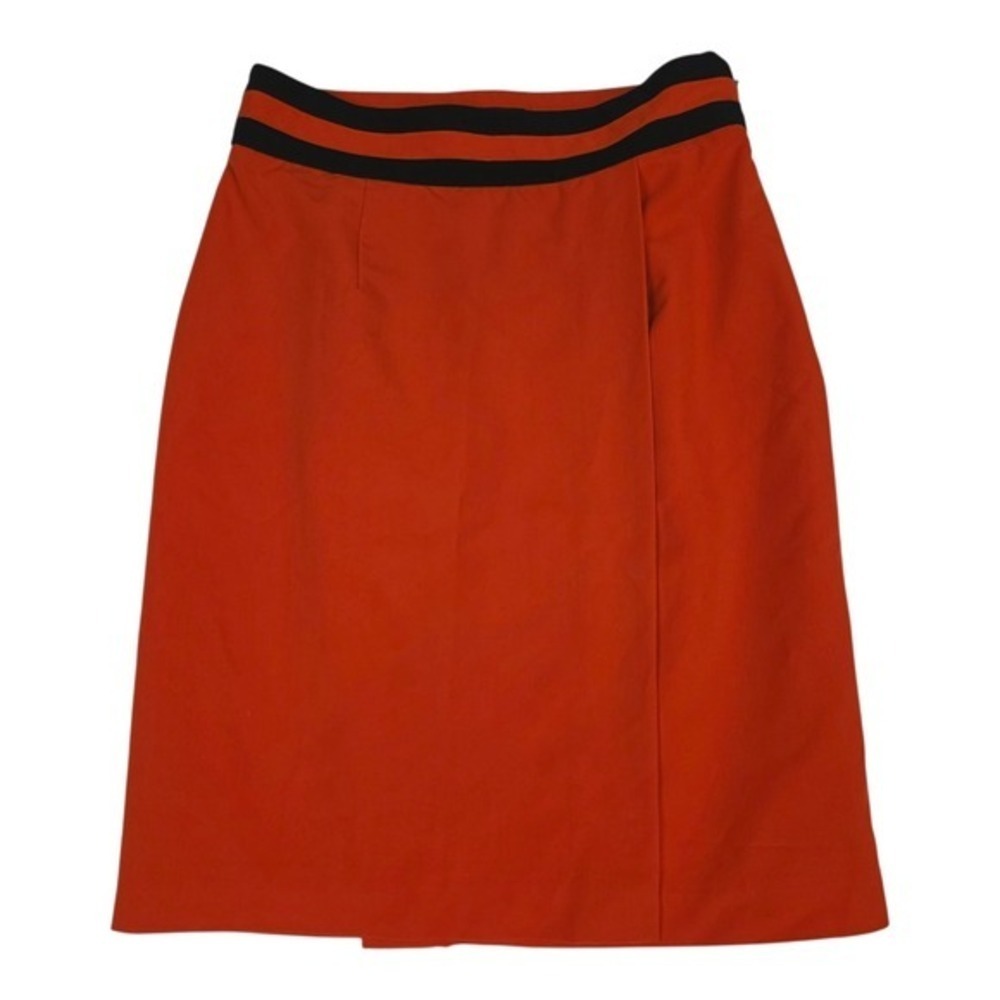 Worthington Pencil Skirt 8 Orange Faux Wrap Striped Waist Career Business Casual